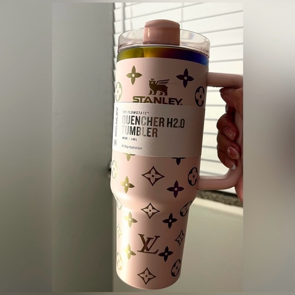 Customized Stanley Cup 40 oz with LV design/logo (Pink) - Picture 1 of 8